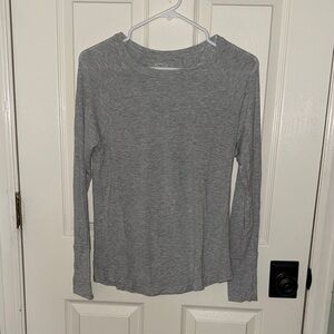 Stylish Ribbed Gray Long Sleeve Top